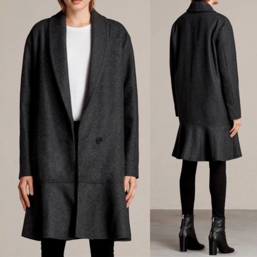 All Saints Charcoal Gray Women's Coat